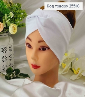 Повязка, чалма трикотаж, Белого цвета, 22*11см, ручная работа, Украина. 275179 фото