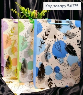 Пакет бумажный с принтом "Золотое Перо", 32*26*10см, Цвета в ассортименте 541235 фото