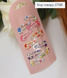 Заколка Тік-так Кольорові Квіти, 2,8см, 10шт/уп 273115 фото