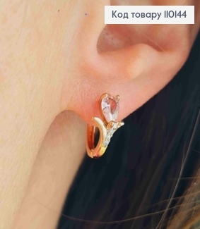 Сережки кільця з Рожевим каменем, діаметр 1,3см, Xuping 18К 110144 фото