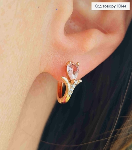 Сережки кільця з Рожевим каменем, діаметр 1,3см, Xuping 18К 110144 фото 1