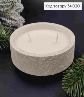 Cвічка стакан на два гноти (гіпс), Біло-Перламутрового кольору, 110*40мм, 18год/гор., YUNIOR CANDLE 341020 фото