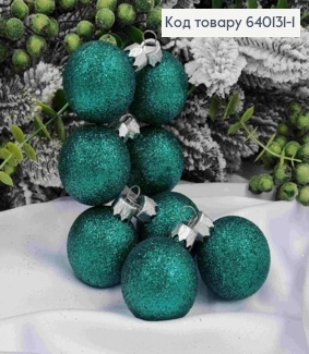 Набор шаров 40мм Блеск, ИЗУМРУДНОГО цвета, 8шт/уп, Украина 640131-1 фото