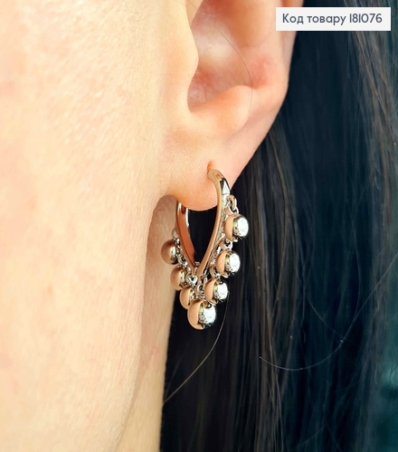 Серьги родованные, кольца "Семь Душ" с подвижными шариками, 1,5см Xuping 181076 фото 2