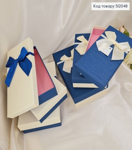 ¶Набор коробок синих с бантиком 3 шт( 23,5*11,5*4,5 см, 25,5*13,5*5,5 см, 27,5*15,5*6,5см) 512048 фото 1