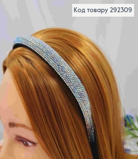 Обруч металевий зі Стразами, кольору Рожевий Хамелеон, 1,7см 292309 фото