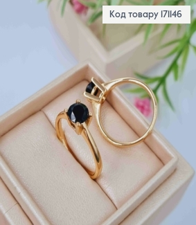 Кольцо с изысканным черным камнем, Xuping 18к. 171146 фото