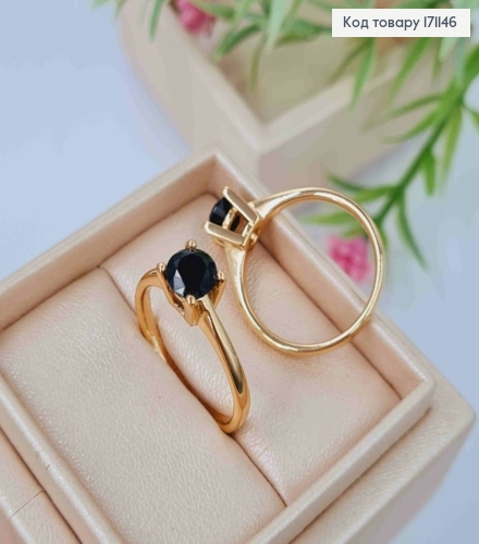 Кольцо с изысканным черным камнем, Xuping 18к. 171146 фото 1