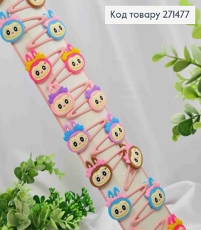 Набір заколок Тік-так (20шт), LABUBU, Яскраві кольори, заколка 5см, лабубу 2,5*3см 271477 фото