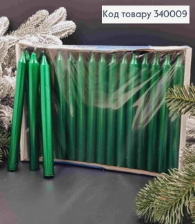 Свічка кольору Зелений Металік, довж. 18см, 4год/горіння, YUNIOR CANDLE 340009 фото