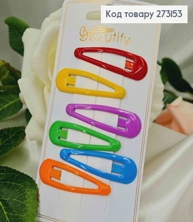 Заколки Тік-Так, кольорові, 5см, 6шт. 273153 фото