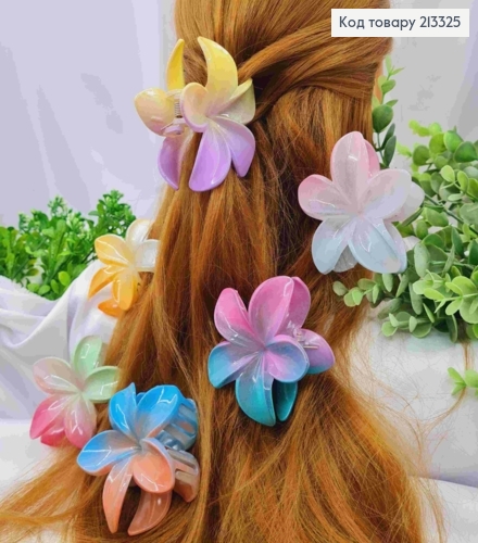 Краб пластик глянцевий "ГАВАЙСЬКА КВІТКА",  7,5см, Яскраві кольори в асортименті 213325 фото 1