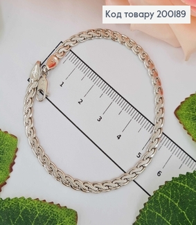 Браслет родований, плетіння Косичка, шир. 3,5мм, довж. 18см, Xuping 18K 200189 фото