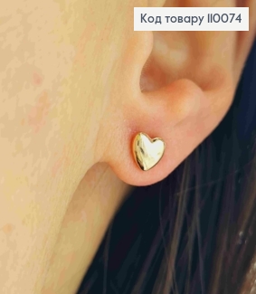 Сережки гвіздки Об'ємні Сердечка, розмір 0,6см, Xuping 18K 110074 фото