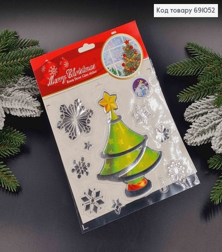 Атрибутика праздника, рождественские наклейки на стекло в ассортименте. 691052 фото 1