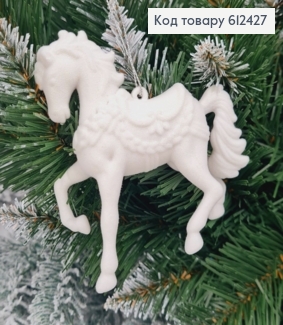 Новорічна фігура Бархат Кінь БІЛИЙ, 11*10см, Україна 612427 фото