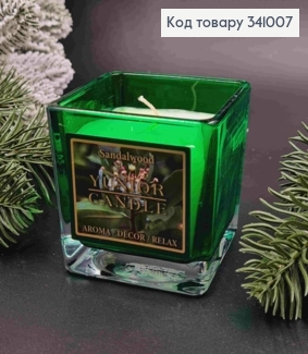Аромасвічка стакан Sandalwood, 70*70*70мм, 18год/горіння, (aroma/dekor/relax), YUNIOR CANDLE 341007 фото