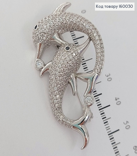 Брошка Дельфіни   в камінцях   Xuping 18к 160030 фото 2