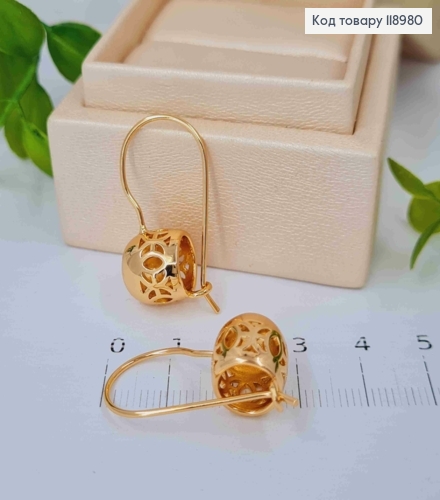 Сережки "Ажурні Кулі" (1,1см), довжина 2,8см, французька застібка,  Xuping 18K 118980 фото 1