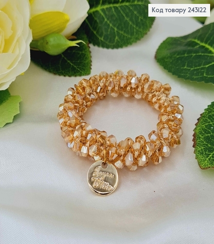 Резинка 5,5см  з  Янтарним   стіклярусом 243122 фото 1