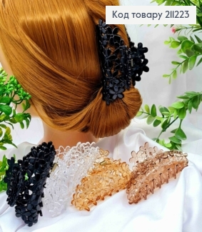 Краб пластик глянцевий "ДУГА" з квіточок,  10см, Кольори в асортименті 211223 фото