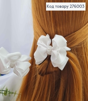 Резинка, БАНТ репсовый, Белого цвета 6,5*6см, Ручная работа 276003 фото