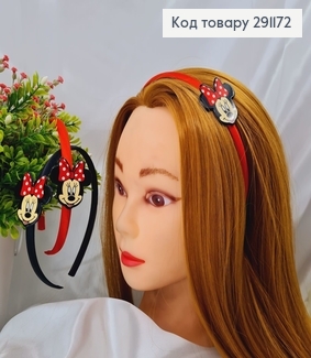 Обруч пластик "Улыбка Мини-Маус" в ткани ЧЕРНЫЙ\КРАСНЫЙ цвета 291172 фото