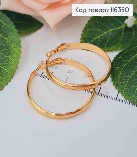 Серьги кольца классические Граненые, ширина 4мм, диаметр 4см, Xuping 18K 116360 фото