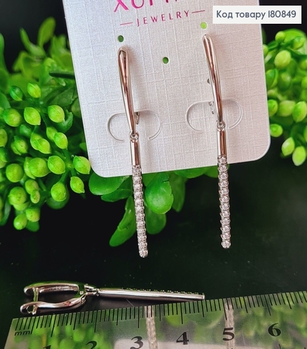Сережки родированые "Вечеринка" с камнями (англ.застежка), 45см, Xuping 180849 фото 1