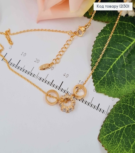 Цепочка якорное плетение, с подвесками шармиками в камнях, дл. 42+3см, Xuping 18К 121301 фото 1