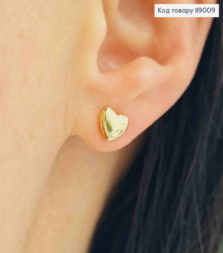 Сережки- гвіздки Серце маленьке  об"ємне (розмір 0,6*0,6см) ,Xuping 18K 119009 фото 1