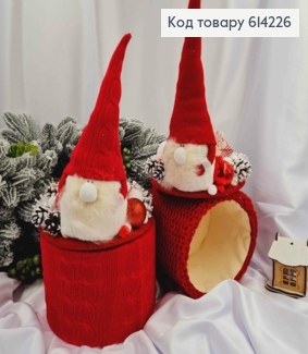 Коробка (17*13см)КРАСНАЯ с крышкой ГНОМ (высот.25см),декорированная шишк.,игр., ручная работа, Украина 614226 фото