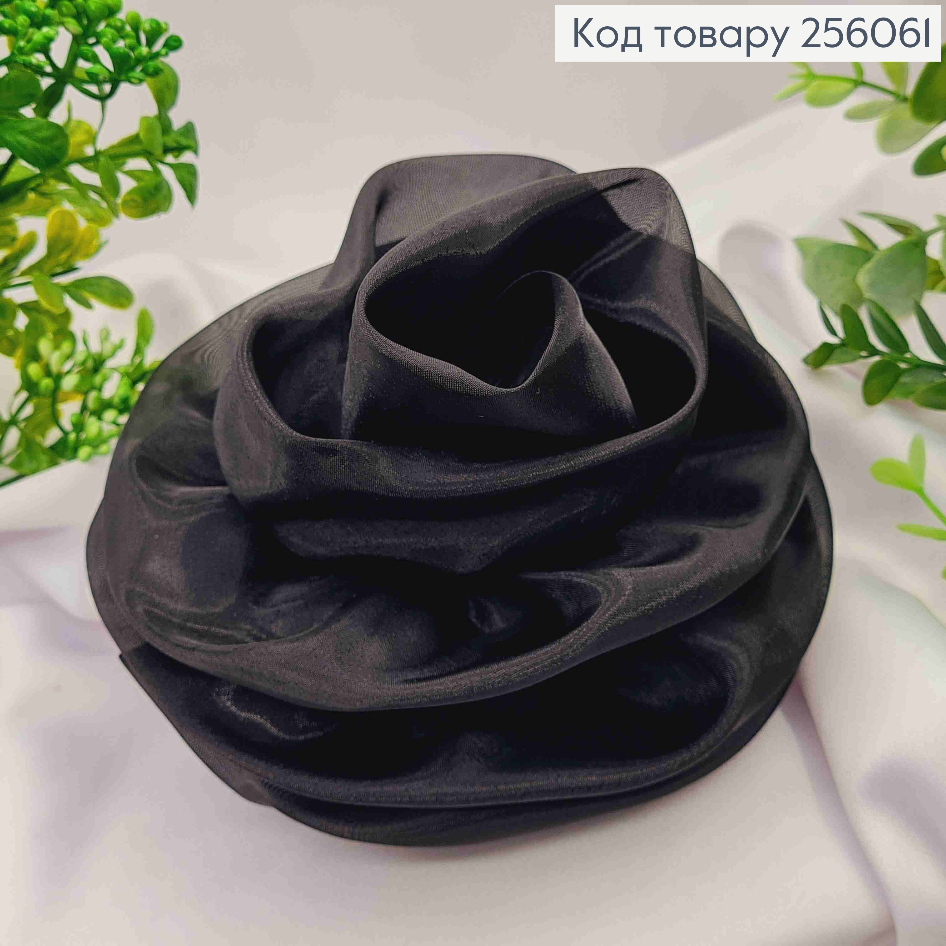 Брошь-заколка, объемная роза ЧЕРНОГО цвета, двойная, 17см, ткань органза, ручная работа 256061 фото 1