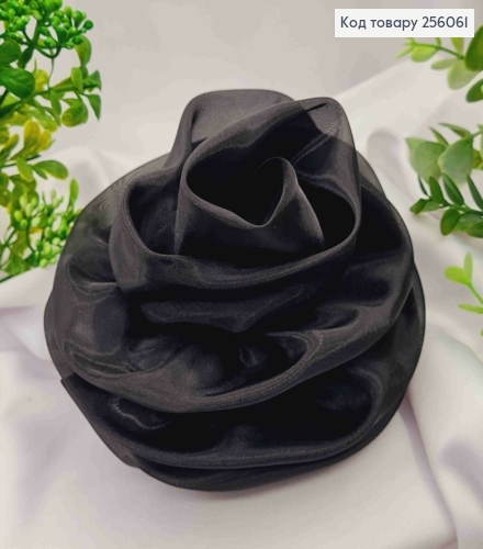 Брошь-заколка, объемная роза ЧЕРНОГО цвета, двойная, 17см, ткань органза, ручная работа 256061 фото 1