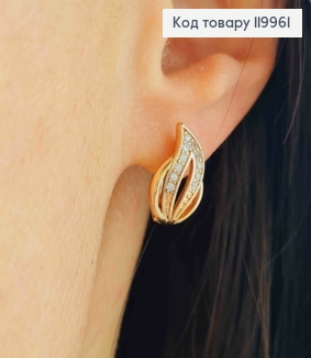 Серьги "Огоньки" украшены Блестящими камешками, дл. 1,5см, английская застежка, Xuping 18K 119961 фото