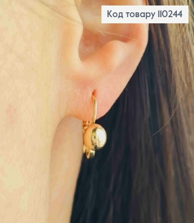 Сережки "Кульки" (0,6см), довжина 1,5см, застібка левербек,  Xuping 18K 110244 фото