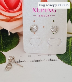 Сережки родированые гвоздики "Изысканые" с камнями, Xuping 180805 фото