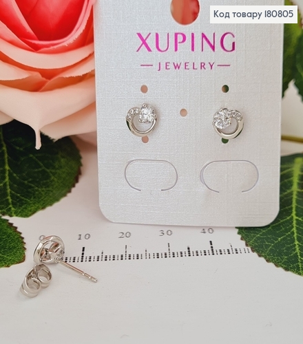 Сережки родированые гвоздики "Изысканые" с камнями, Xuping 180805 фото 1