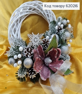 Венок из деревянных прутиков с декором д.30 620216 фото