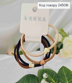 Набір резинок, 5шт. кольори в асорт., з бусинкою  сердечком 245081 фото