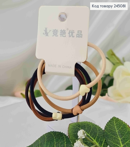 Набор резинок 5шт. цвета в ассорт., с бусинкой сердечком 245081 фото 1