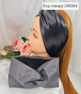 Повязка Екокожа на флисе ЧОРНАЯ/ГРАФИТ в ассорт., 23*11,5см, Украина 275018 фото