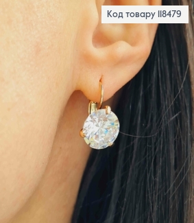 Серьги с большим блестящим камнем, диаметр 1,2см, XUPING 18K 118479 фото