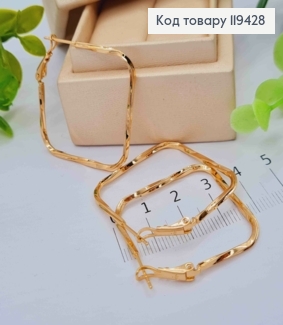 Серьги "Квадратные", винтовые, 3,4см, Xuping 18К 119428 фото