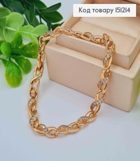 Браслет "Бесконечность" с Блестящими камешками, длина 17+2см, Xuping 18K 151214 фото