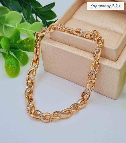 Браслет "Бесконечность" с Блестящими камешками, длина 17+2см, Xuping 18K 151214 фото 1