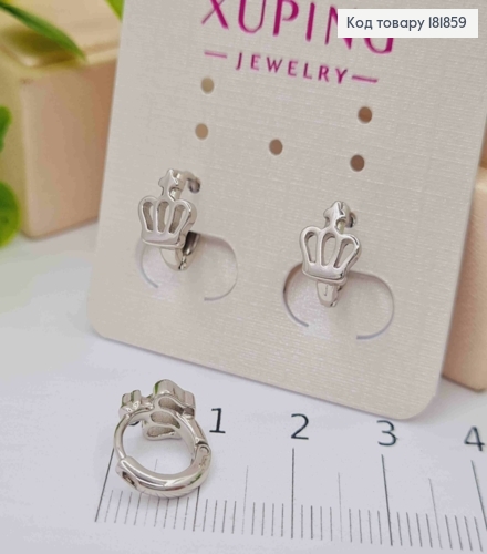 Серьги кольца "Корона", диаметр 1см, Xuping 181859 фото 1