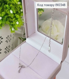 Цепочка родованная с подвеской Бантиком с камешком, длина 45+5см, Stainlles Still 190348 фото