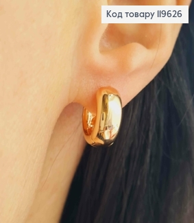 Серьги кольца Классические, ширина 7мм, диаметр 1,5см, Xuping 18К. 119626 фото