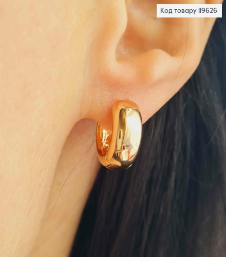 Серьги кольца Классические, ширина 7мм, диаметр 1,5см, Xuping 18К. 119626 фото 1